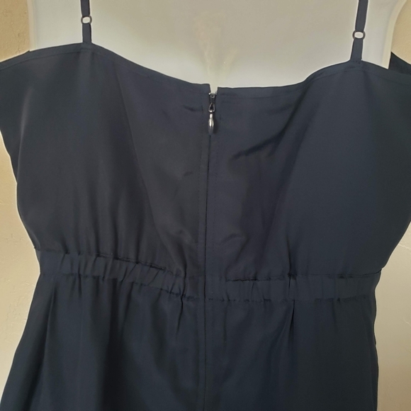J.Crew Women's 10 Navy Blue Sleeveless Dress Spaghetti Strap V-neck Knee Length - Picture 2 of 10